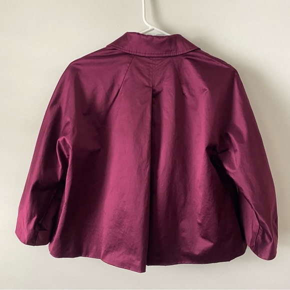 J Jill Lined Flared Stretch Blazer Jacket Buttons Cranberry size Small Petite - Picture 8 of 9